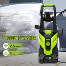 LWQ PRESSURE WASHER POWER WASHER WITH 4 QUICK CONNECT NOZZLES 1 FOAM- GREEN - Like New