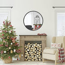 ZENIDA Round Wall Mirror 30" Large Circle Mirror Black Metal Framed - New - Brand New