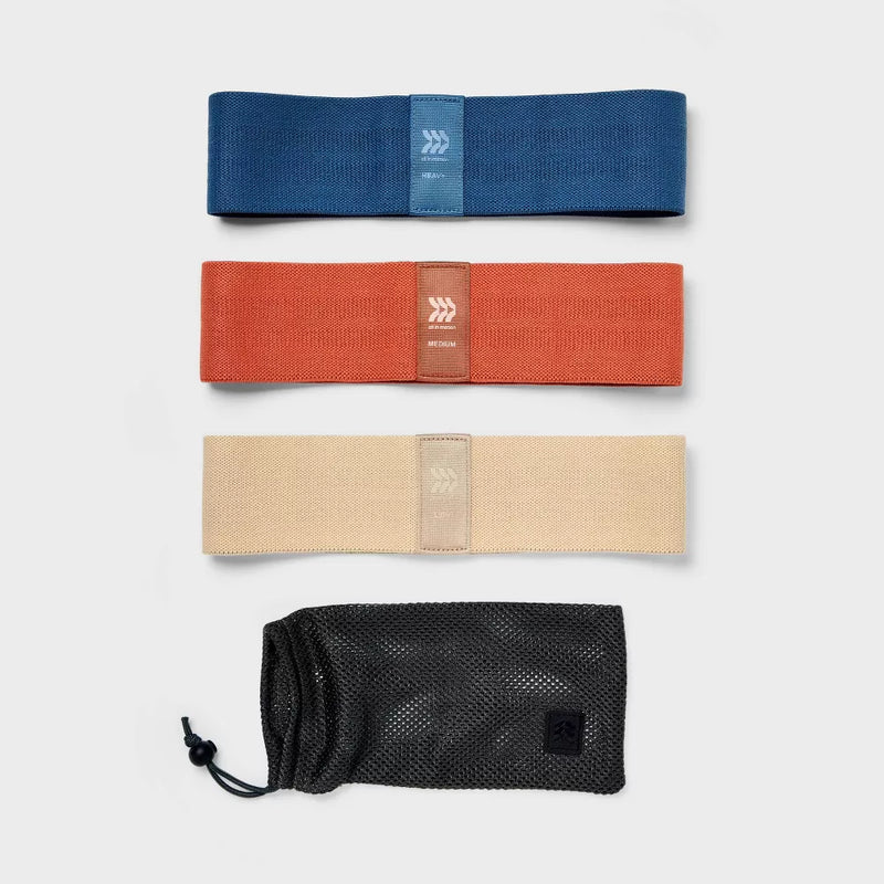 ALL IN MOTION FABRIC ROUND HIP BAND SET - CREAM, BLUE, ORANGE - Like New
