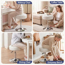Furniliving Mid-Century Tufted Makeup Ottoman Stool; Modern Big Size - White - Brand New