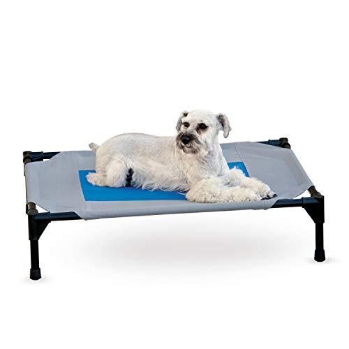 K&H PET PRODUCTS COOLIN' PET COT, 32X25X7 MEDIUM, 1666-32X25, GRAY/BLUE - Like New