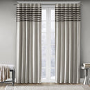 MADISON PARK CURTAINS ROD POCKET, DUNE PIECED BACK, 42 X 84", GREY WITH STRIPES - Like New