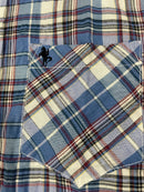 BLACK HORSE WOVEN PLAID SHIRT - SIZE : MEN'S M - BLUE/RED/WHITE/LIGHT BLUE - Brand New