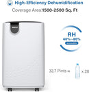 Yaufey 2500 Sq. Ft Home Dehumidifier Low Noise and 24 Hr Timer PD161D - White - Like New