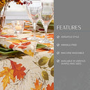 THREADMADE AUTUMN LEAVES FALL PRINTED TABLECLOTH - 60"W X 144"L - MULTICOLOR - Brand New