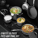 CIWETE Stainless Steel Pots and Pans Set 10 Pieces HI04COOKSET10PS01 - Silver - Like New