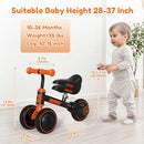 AYEKU BABY BALANCE BIKE FOR 1 YEAR OLD BOY - ORANGE Like New