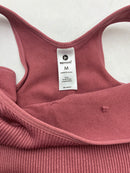90 DEGREE BY REFLEX WOMEN CROP TANK TOP, SPORT BRA BUILT IN - SIZE:M - DECO ROSE - Brand New