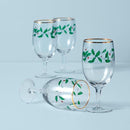 LENOX HOLIDAY 4-PIECE ICED BEVERAGE GLASS, DINNERWARE, HOSTING - RED/GREEN - Like New