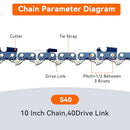 NEOTEC Chainsaw Chains, 10'' Bar, S40 Chain, 3/8 HP chainsaw, 3 chains pack - Like New