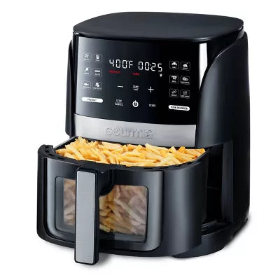 GOURMIA 6-QT DIGITAL WINDOW AIR FRYER WITH 12 PRESETS - BLACK/STAINLESS STEEL - Like New