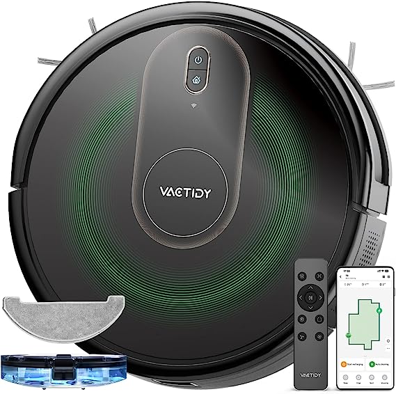 Vactidy Nimble T8 Robot Vacuum Mop Combo Robot GyroNav Navigation - Black Like New