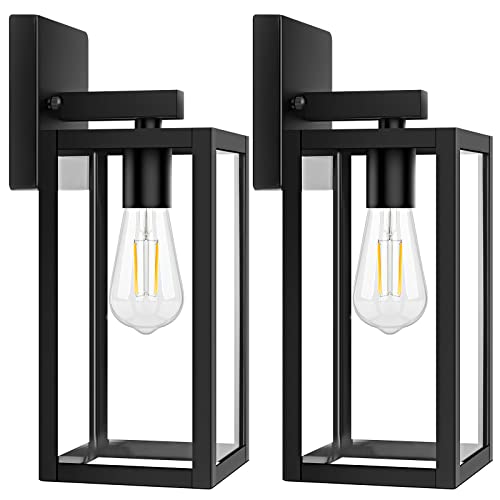 BRIGHTEVER 2-PACK OUTDOOR LIGHT FIXTURES WALL MOUNT WATERPROOF B04018P2PK-BK - Like New