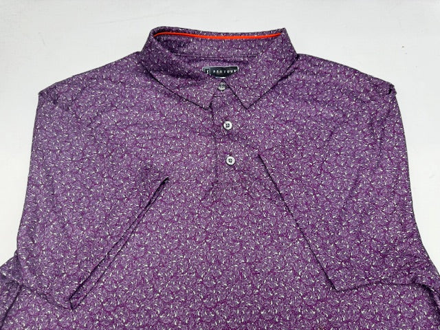 PGA TOUR MEN'S SHORT SLEEVE PRINTED GOLF POLO SHIRT - SIZE: MEN L - PURPLE - Brand New