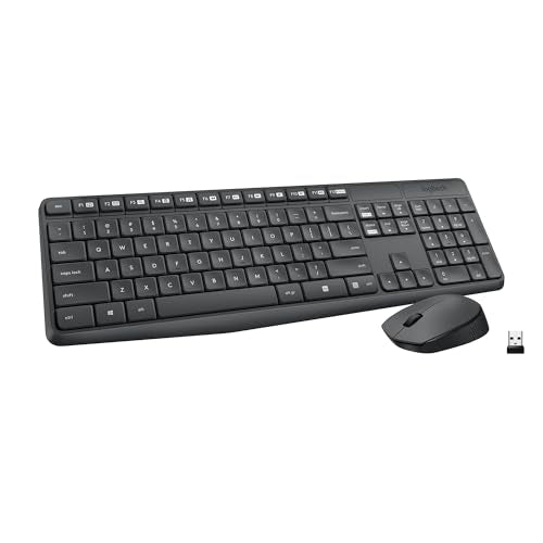 LOGITECH MK235 WIRELESS KEYBOARD MOUSE COMBO USB RECEIVER LONG BATTERY BLACK - Brand New