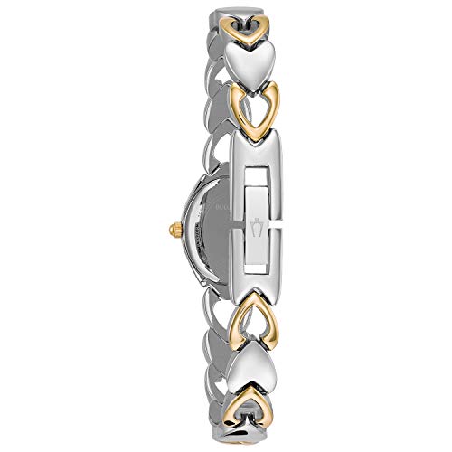 BULOVA LADIES' CLASSIC TWO-TONE STAINLESS 3-HAND QUARTZ, WHITE, 98V02 - Like New