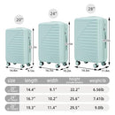 20"/24"/28" 3 pcs/set in ABS Spinner Wheel Luggage, Carry on (Mint Green) - Like New