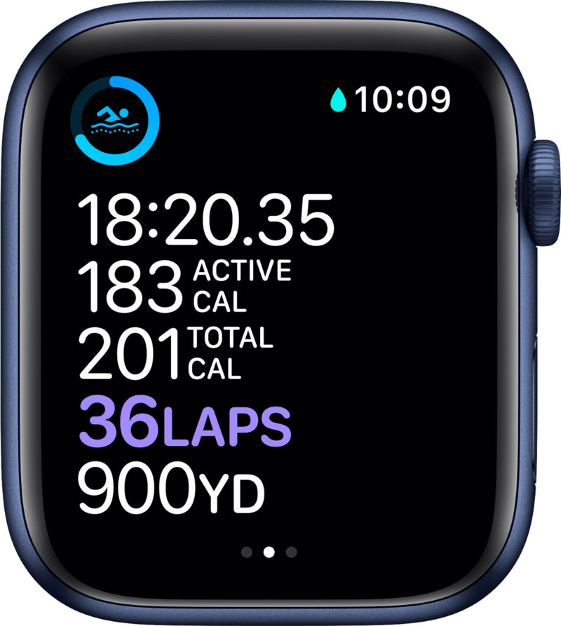 Apple Watch 6 GPS 44mm Blue Aluminum Case - Deep Navy Sport Band M00J3LL/A - Like New