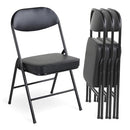 VILLESTON FOLDING CHAIR WITH PADDED 4 SEATER BLACK - BLACK - Brand New