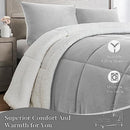 BASIC BEYOND MICROMINK SHERPA COMFORTER SET, TWIN - GREY - Like New