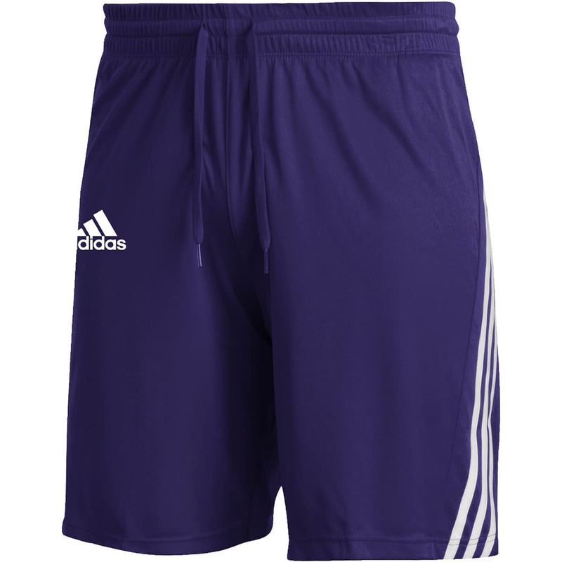 GM2463 ADIDAS MEN'S 3-STRIPES KNITS SHORTS PURPLE/WHITE XL - PURPLE - Like New