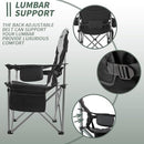 KINGCAMP OVERSIZED CAMPING FOLDING CHAIR WITH LUMBAR SUPPORT - BLACK/MEDIUMGRAY - Like New