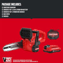 CRAFTSMAN 10" Mini Chainsaw, 20V Battery & Charger (CMCCS610D1 - RED/BLACK) - Like New