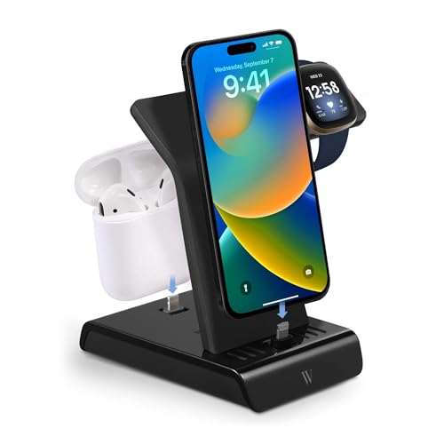WASSERSTEIN WIRELESS CHARGER 3-in-1 CHARGING STATION CHARGER STAND - BLACK - Like New