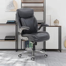 AMAZON BASICS ERGONOMIC EXECUTIVE OFFICE CHAIR LUMBAR SUPPORT GREY LEATHER - Like New