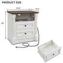 Aitjunz 26" Tall Farmhouse Nightstand, 2 Drawers, End Table, Side Table - White - Brand New