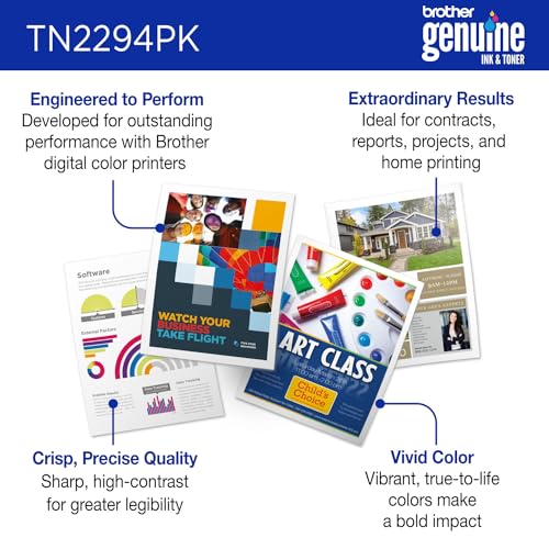 Brother Genuine TN2294PK Standard Yield 4-Pack Printer Toner Cartridges - Like New