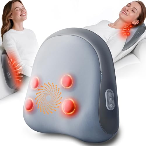 JZBRAIN SHIATSU BACK AND NECK MASSAGER WITH HEAT DEEP KNEADING MASSAGE - GRAY - Like New