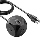 ANKER USB TRAVEL 321 POWER STRIP 3 USB-A CHARGER PORTS 3 OUTLETS (10FT) - BLACK - Like New