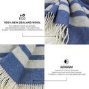 Cozy Blankets New Zealand Virgin Wool Throw Blanket, Striped Soft Blanket - Brand New
