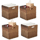 OMERAI Wicker Storage Baskets Set of 4 Foldable Cube Rattan Baskets - Brand New