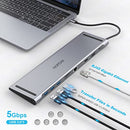 USB C Hub Dock, 10-in-1 Docking Station for MacBook Pro/Air, Type C - Like New