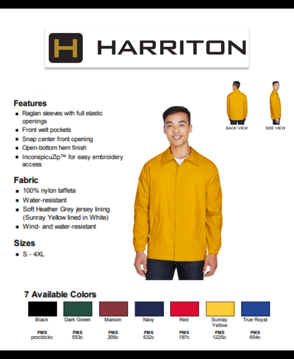M775 Harriton Adult Nylon Staff Jacket New