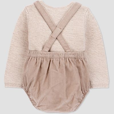 CARTER'S JUST ONE YOU® BABY 2PC SWEATER ROMPER SET - SIZE: YOUTH 3M - BROWN - Like New