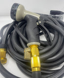 GENERIC EXPANDABLE GARDEN HOSE WITH WALL HOOK, 100FT - BLACK/GRAY - Like New
