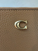 COACH ESSENTIAL SMALL WRISTLET, PEBBLED LEATHER IN HONEY - BROWN - Like New