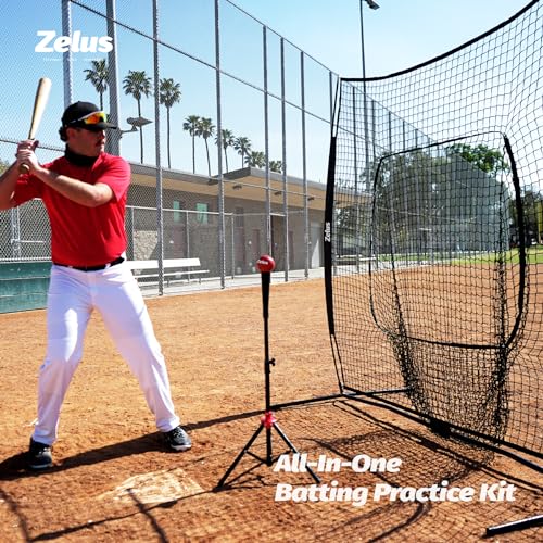 ZELUS 7X7FT BASEBALL NET BASEBALL SOFTBALL PRACTICE NET WITH TEE BSNTS01 - BLACK - Like New
