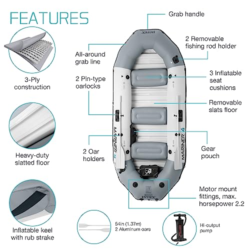 INTEX 68373EP Mariner 3 Inflatable Boat 3 Person 880lb Weight Capacity - Gray - Brand New