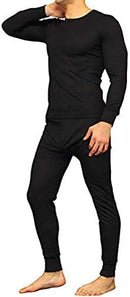 WARMWEAR MENS THERMAL UNDERWEAR LONG JOHNS SET TOP, BOTTOM - SIZE: XL - BLACK - Like New