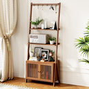 OAKVIVO Bookcase with Drawers, 4-Tier Bamboo Bookshelf, 6 Hooks - Scratch & Dent