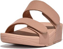 FITFLOP WOMEN'S LULU ADJUSTABLE LEATHER SLIDES CASUAL SANDALS - SIZE: 5 - BEIGE - Like New