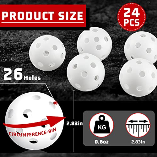 Jecery 24 Pcs Plastic Practice Baseballs White Lightweight Training Balls - Like New