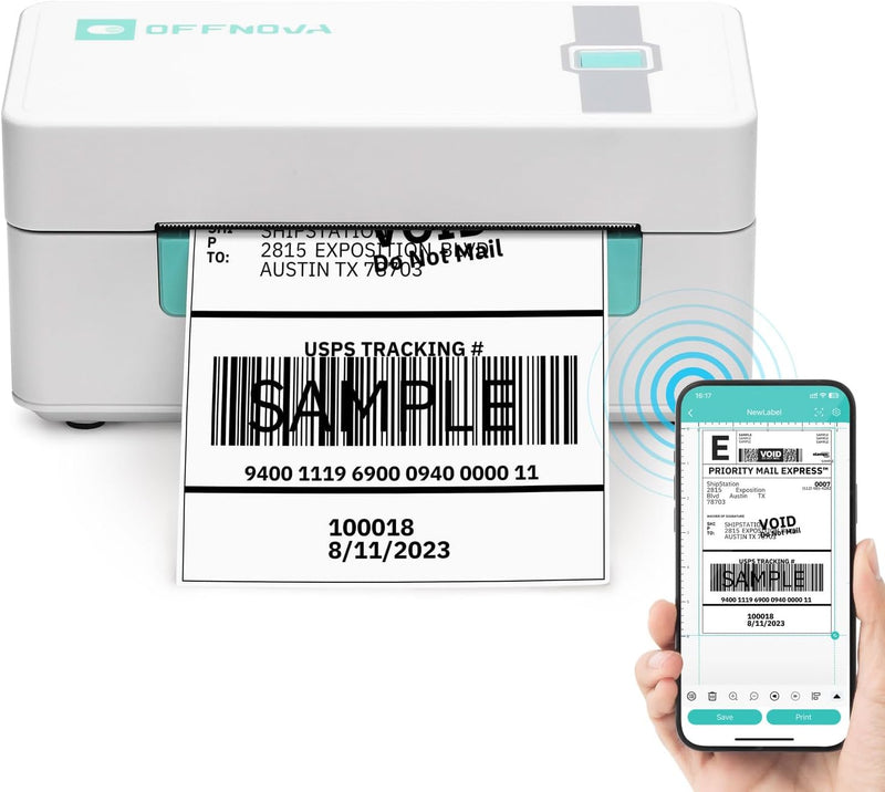 OFFNOVA 4 x 6 Bluetooth Shipping Thermal Label Printer ZPL-2054N - BLUE/WHITE - Like New