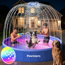 PAWTNERS FOLDABLE DOG POOL SPRINKLER RGB LED LIGHT 72" COLLAPSIBLE - BLUE - Like New