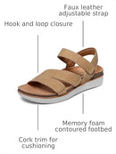 163252 Skechers Women LIFTED COMFORT Flatform Sandal, Chestnut, Size 8 - Like New