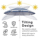 BANZ Cabana Beach Umbrella UPF 50 - UV Protection Foil-Lined Portable - Brand New